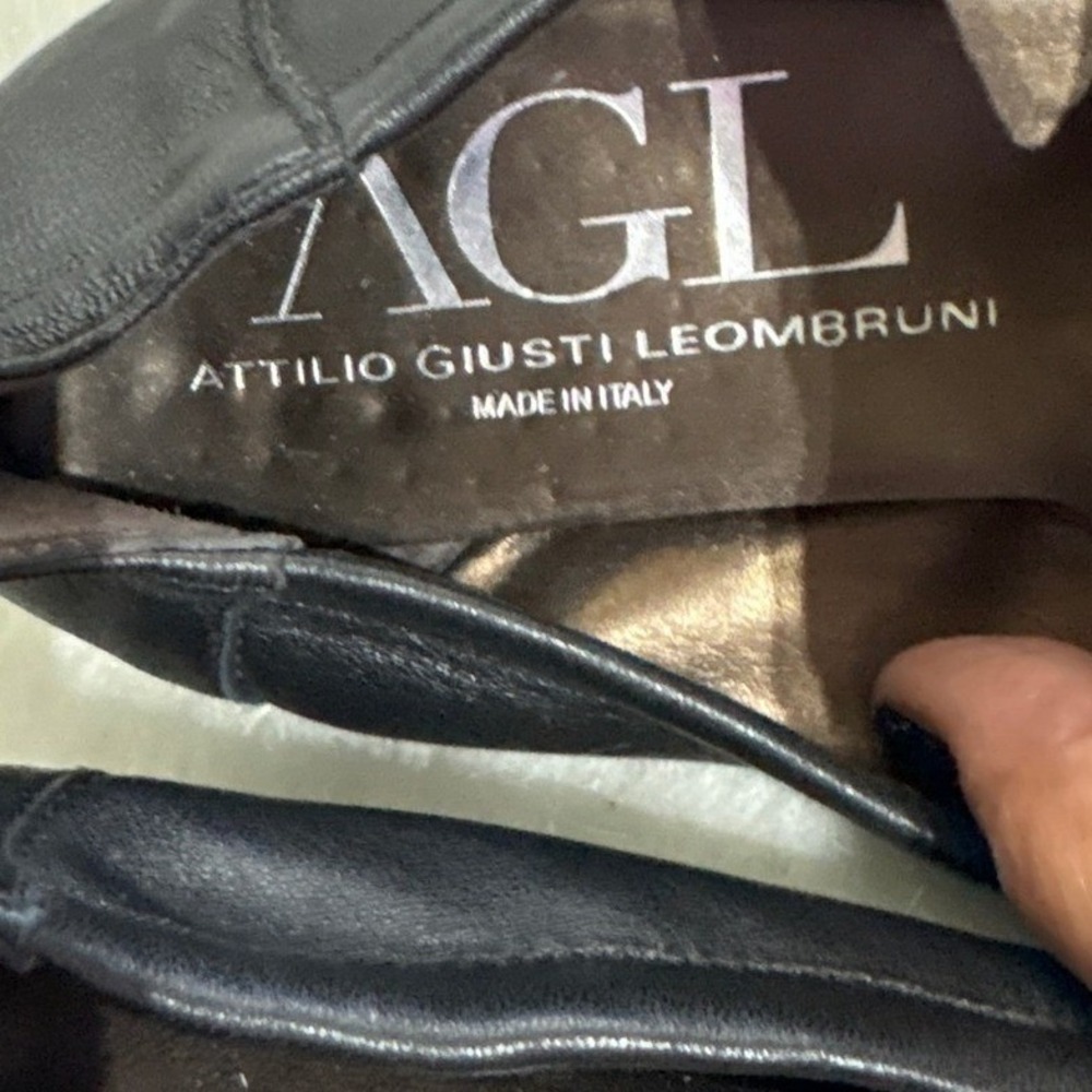 AGL Attilio Giusti Leombruni Black Leather Patent Ballet Flats Buckle Detail 8.5 - Picture 6 of 9